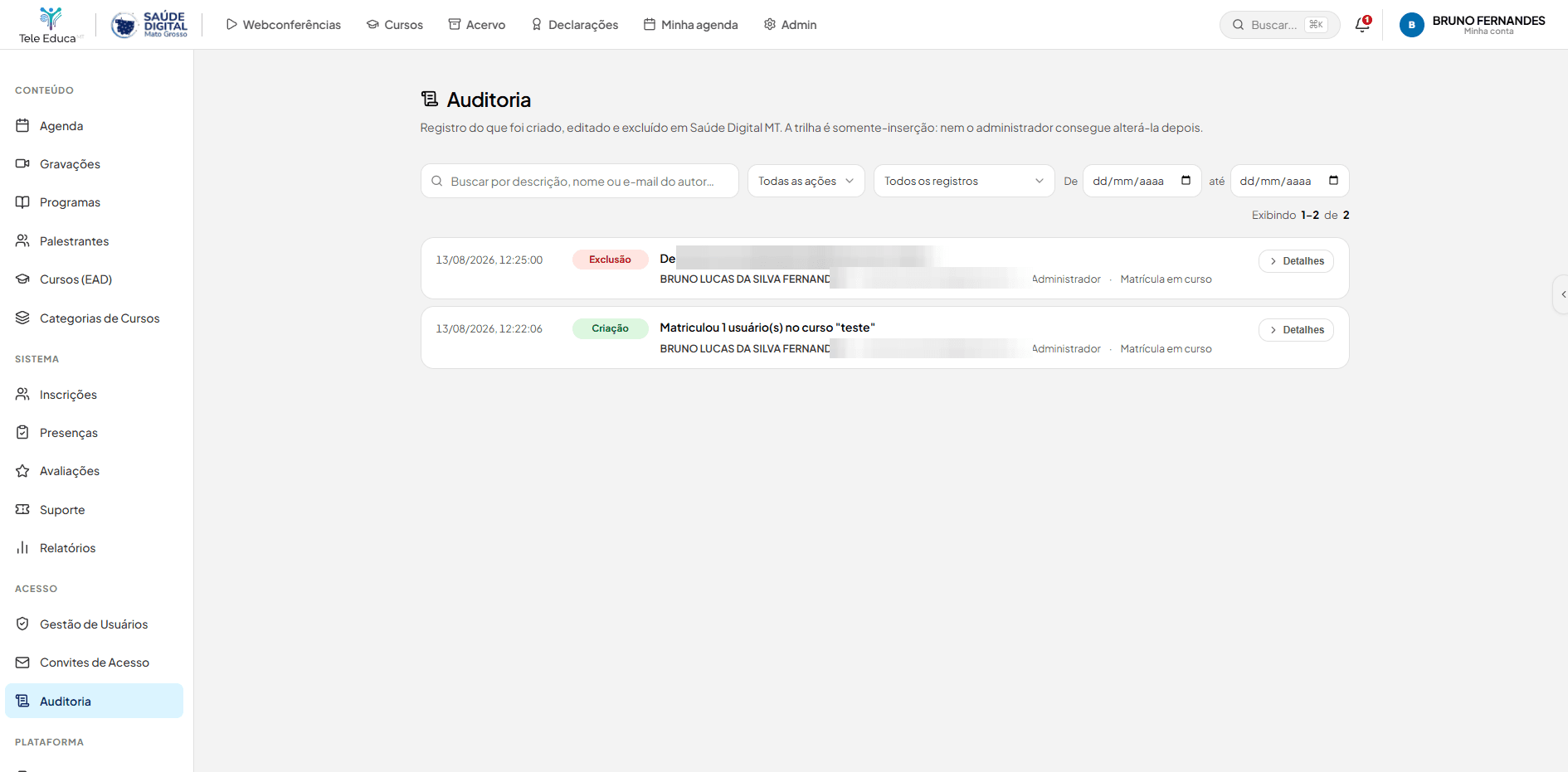 Audit trail — immutable record of who created, edited, or deleted each record.